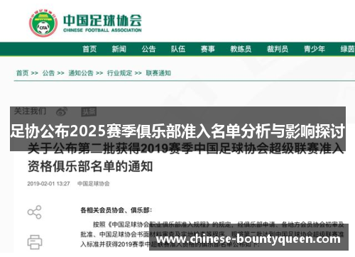足协公布2025赛季俱乐部准入名单分析与影响探讨 足协公布2025赛季俱乐部准入名单分析与影响探讨